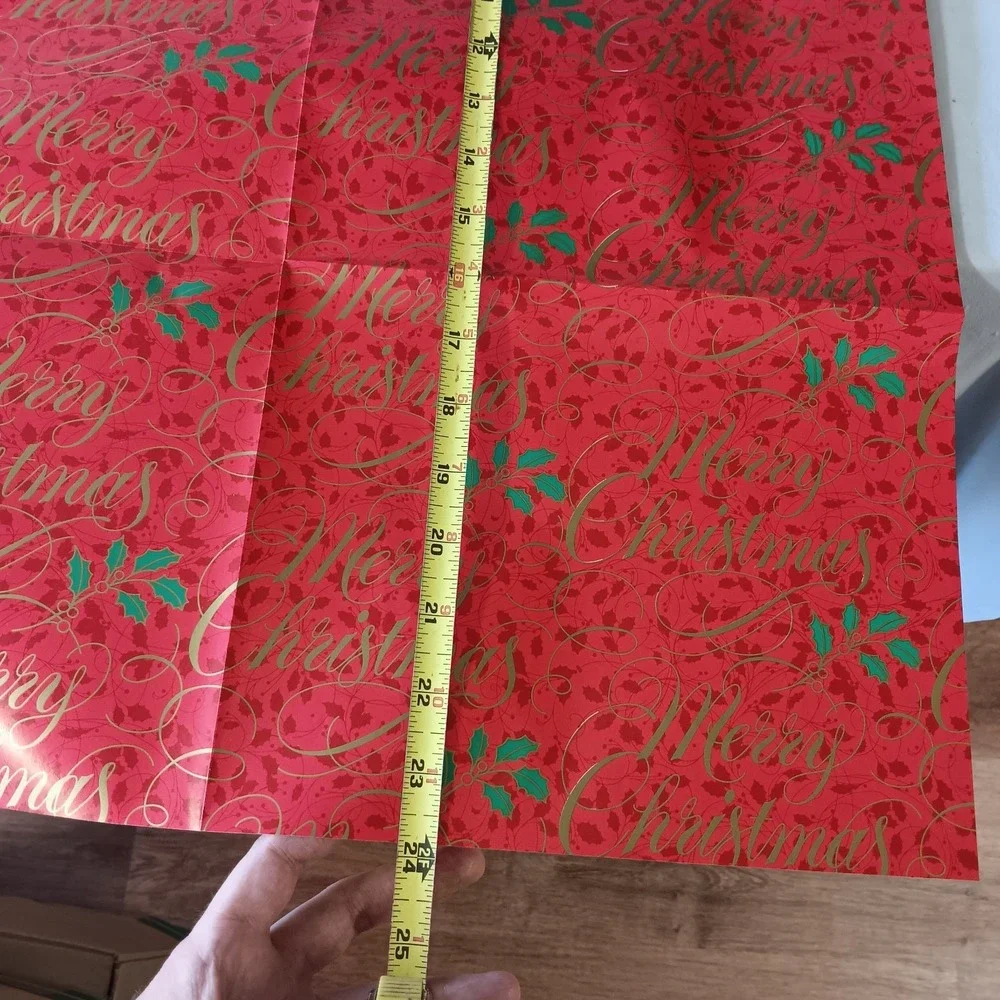 Current Vintage Santa Merry Gift Wrapping Paper‎ 80s Christmas Holiday Ribbon